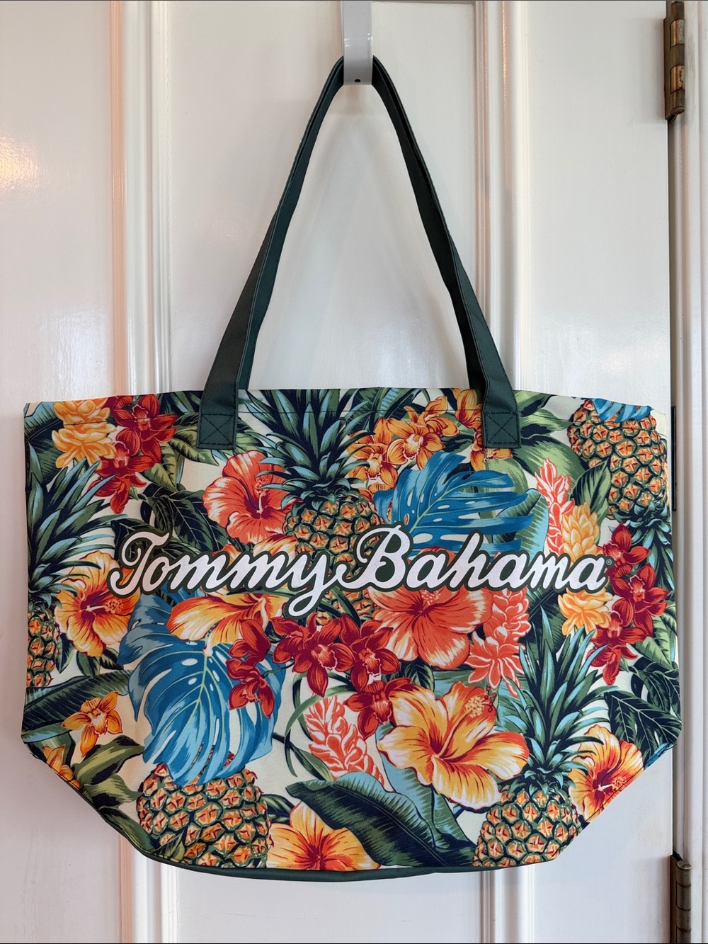 Tommy Bahama Tropical Floral Multicolor Canvas Tote in Blue, Orange and Green